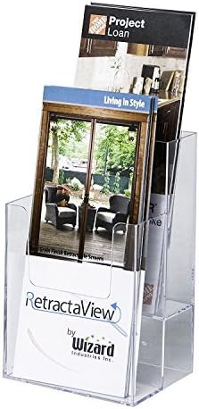 Clear-Ad - LHF-S102 - Acrylic Slant Back 2 Tier Trifold Brochure Display in Bulk - Plastic Literature Holder for Flyers, Booklets, Bills, Mail, Letters, Cards, Pamphlets, Maps (Pack of 60) by Clear-Ad