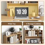 LDAILY Desktop Bookshelf, 2-Tier Office Desk Shelf Organizer Desk Hutch with 4 Shelves, 37’’L Wood Storage Rack Display Shelf for Computer Desk, Office, College Dorm, Bedroom (Natural) - Image 5