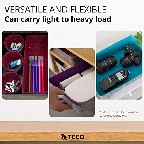 Teeo - Drawer Organizers - Office Supply Organizer - Desktop Drawers - Organizing Containers - Jewelry Tray Makeup Storage Home Dividers Compartment Desk Caddy Cosmetic Bins - Pack of 9, Burgundy - Image 6