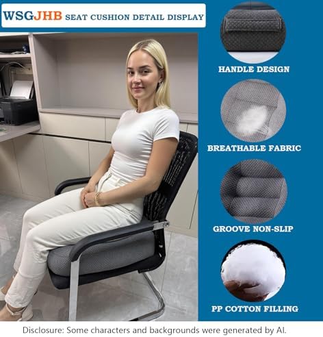 Adult Booster Seat Cushion, Car Seat Cushions for Short People/Thick Office Chair Booster Seat Increase Field ​of View, for Trucks, Car, Office Chair, Home, Wheelchair,Angle Lift Seat Cushion (Grey) - Image 3