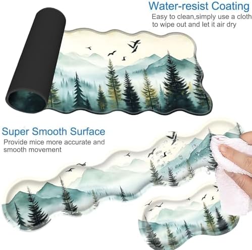 Desk Mat, Mouse Pad with Wrist Rest, 4-in-1 Large Mouse Pads for Desk, Ergonomic Mouse Pad and Keyboard Wrist Rest Gaming Keyboard Mat for Office,Misty Forest and Mountain - Image 3