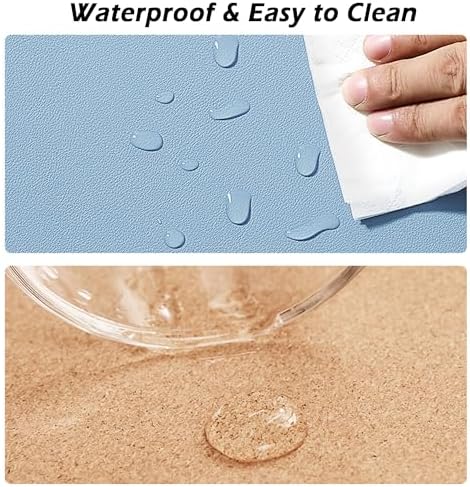 Cork Leather Desk Mat, Desk Pad Large Mouse Pad, Waterproof Desktop Writing Pad Keyboard Mat, Laptop Desk Pad Desk Protector Mat for Office/Home/Work/Decor (80 * 40cm,Light Green) - Image 3