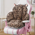 DOBUONO Comfy Office Chair Cushion, Cute Seat Cushion Leopard Print Cushion for Gaming Chair with Backrest Non-Slip Floor Seating for Adults and Pets Khaki Stuff for Room Decor by DOBUONO