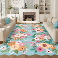 DUKINO 6x9 Area Rugs, Floral Washable Rug for Living Room Non Slip, Teal by DUKINO