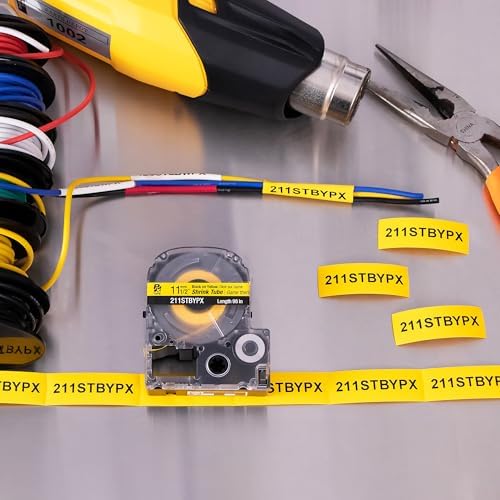 Epson LABELWORKS 211STBYPX Heat Shrink Tube - Black on Yellow - 11mm - Image 4