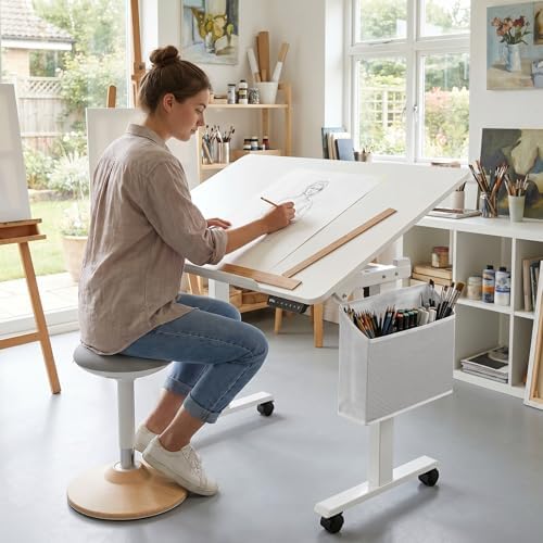3-in-1 Standing Drafting Desk with 90° Tilt Whiteboard, 35×24" - Image 2