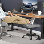 VECELO Under Desk Footrest, PU Ergonomic Foot Rest with Wheels, Comfort Padding, Height Adjustable for Relieving Leg Pain, Stiffness, and etc, Gray - Image 3
