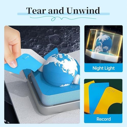 3D Calendar 2027, Desk Time Piece Calendar 2027,Tear-Away 3D Paper Art Notepad w LED Lights,Creative 3D Memo Artsy Pad Calendars, DIY Paper Carving Gift (Blue Earth) - Image 2