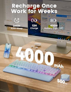 Wireless Keyboard and Mouse Combo - 9 Backlit Effects, Wrist Rest, Double-Shot Keycaps, Metal Panel, Long-Lasting Rechargeable, 2.4G Keyboard Mouse Set for Windows Mac PC Laptop – Sablute (Purple) - Image 4