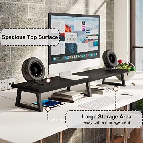 TEAMIX 42 inch Large Dual Monitor Riser, Desk Organizer Stand for TV Laptop - Image 3