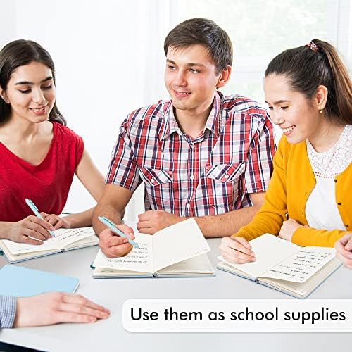 feela 5 Pack Notebooks Journals Bulk, Hardcover Notebook Classic Ruled Lined Journals with Pen Holder for Women Girls School Business Supplies, with 5 Black Pens, 120 GSM, 5.1”x8.3”, A5, Light Blue - Image 5