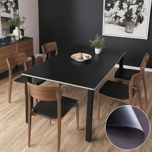 Leather Table Cover, Reversible Double-Sided, 1.8mm Thick, 24x60 Inch, Protector for Rectangular Tables, Waterproof & Oil Resistant for Dining Table, Office Desk, Dresser(Black+Black) - Image 2
