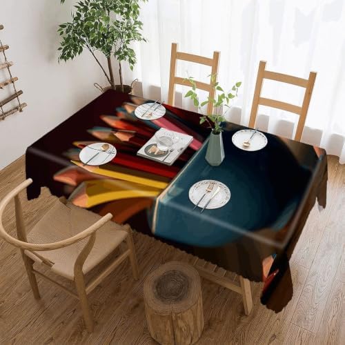 Colored Pencils in Cup Rectangle Tablecloth with Lace Edge by Unknown