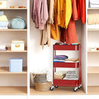 Simple Houseware 3-Tier Utility Cart, Low 24" Height Fits Under Desk, Red - Image 7