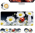 Mouse Pad,Large Desk Mat Set, 4in1 XL Mousepad + Keyboard Wrist Rest+Mouse Wrist Rest+Coaster with Ergonomic Desk Pad for Home Office Table Computer Cover -Ladybug on Daisy Flower by Unknown