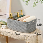 MiniArk Small Storage Baskets for Organizing | Closet Organizer Bins | Shelf Toy Basket | Woven Rope Baskets | Cube Decorative Box | Shallow Basket | 13x8.5x5.1” | 4 Packs Mixed Grey - Image 3