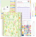 Ospelelf Budget Planner and Monthly Bill Organizer, Spiral Bindding Money Expense Tracker with Pockets & Stickers, 9" X 11" Large Pages for Spacious Writing, Original Fun Colorful Design, 12 Month Financial Notebook Green Floral by OspelelfOfficeSupplies