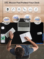 Wireless Charging Mouse Pad with Foldable Phone Holder, 15W Magnetic Fast Charging for iPhone Samsung, 31.5"x15.75" Large Desk Mat for Laptop/Keyboard, Waterproof Gaming Mousepad with Non-Slip Base - Image 2