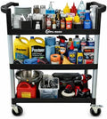 Simpli-Magic Rolling Utility Cart on Wheels, Heavy Duty Multi-Purpose Service Cart, Silver & Black, Garage, Warehouse & Commercial Use by Simpli-Magic