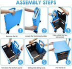 Foldable Utility Cart Portable Collapsible Crate Rolling Carts with Wheels Rolling Tote Basket Teacher Cart with Lid Wear-Resistant 360°Rotate Wheel Noiseless for Shopping Storage Office Use - Image 7