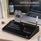 TOWON Compact Glass Desktop Whiteboard with Storage 12x7 in, Black - Image 2