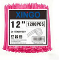 XINGO 12 Inch Pink Zip Ties 1200 PCS, 75 LBS Ultra Strong Tensile Strength, UV Resistant Cable Ties, Self-locking Plastic Ties for Indoor and Outdoor Use by XINGO