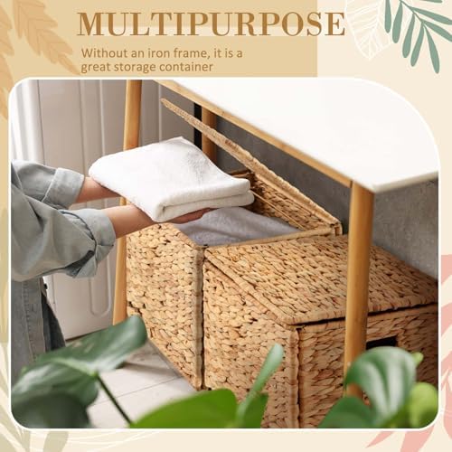 2 Pack Letter Size Hanging File Box, Water Hyacinth Wicker File Organizer - Image 4
