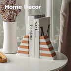 Karibiber Marble Book Ends, Non-Skid Bookends for Shelves, Composite Bookend with Natural Stone, Heavy Duty Book Stopper, Collected CDs and Oversized Books Organizer, White & Red Decorative Bookends - Image 5