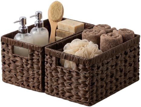 GRANNY SAYS Wicker Storage Baskets for Shelves, Brown Wicker Baskets, 2Pack by GRANNYSAYS