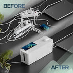 ACROPAQ Cable tidy box - Keep your cable tidy, Large (41 x 13 x 16 cm), Waterproof, Non-slip - Cable management box, Cable box, Extension lead cover box, Cable box tidy - White/Large - Image 5