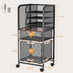 Feyejade 6-Tier Rolling File Cart Multi Mobile Drawer Cabinet Black - Image 3