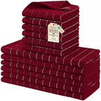 Homaxy Cotton Terry Kitchen Towels and Dishcloths Set of 12, Brick Red by Homaxy