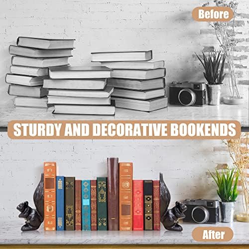 Cute Squirrel Cast Iron Bookends 2PCS, Heavy‑Duty Decorative Book Stoppers - Image 4