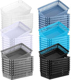 Boao 48 Pieces Plastic Baskets for Organizing 10.24 x 6.5 x 2.36 Inch Rectangular Storage Trays Plastic Organizer Bins Rectangle for Classroom Organization(Mixed Colors) by Boao