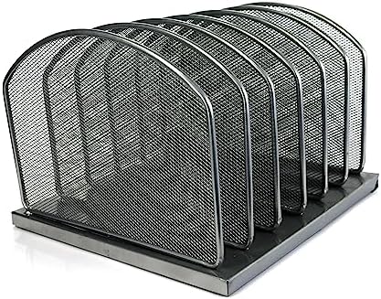 Huron 6-Slot Vertical Organizer, Black Steel Mesh by Huron
