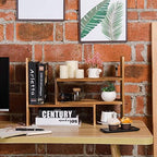 Adjustable Extendable Natural Wood Desktop Organizer Caddy Desk Organizer Countertop Shelf Bookcase Display Stand Rack Expandable Storage Office Home (Dark Brown) - Image 7