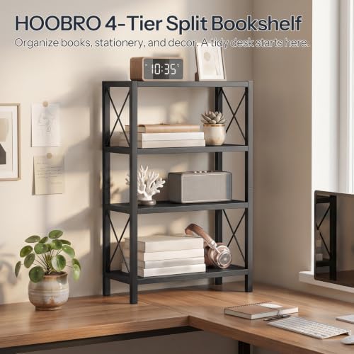 HOOBRO Desk Shelf, 4 Tier Stackable Desktop Bookshelf, Small Bookcase - Image 4