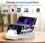 510W Fast Charging Station for Multiple Devices, 10 Port USB C Charger Station with Flame-Retardant Material & 8 Cables for iPhone, Android, iPad, Tablets, Family Office Desk Charging Dock Organizer - Image 4