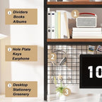 2-Tier Desktop Hutch Bookshelf Metal Desk Shelf Dorm Bookcase for Computer Desk Countertop Storage Organizer Display Rack for Office Home (Black, 53.1in) - Image 3