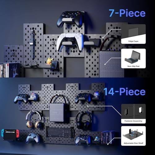 PEGZONE Controller and Headphone Holder Wall Mount, 7pcs, Black - Image 3