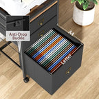 Garvee File Cabinet with 3 Drawers, Mobile Filing Cabinet Fits Letter Size or A4, Fabric Vertical File on Wheels, Home Office Small Under Desk Filing Storage Cabinets, Black - Image 5