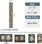 DUKINO 2x14 Hallway Runner Rug, Floral Washable Kitchen Rug, Navy Blue - Image 2