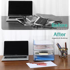 (4pcs Pack) HKeeper Stackable Paper Trays,Letter Tray Organizer,Office Desktop Organizer,A4 Paper Holder,Supplies Magazine,File Documents,Receipts(Clear,Regular) - Image 2