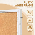 DOLLAR BOSS White Cork Board, 30" X 20" Rustic Framed Bulletin Board - Image 4