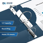 Premium Economy 3-Ring Binder, Spine Label, 1.5" Round Rings, Navy Blue 6Pk - Image 2