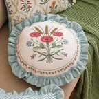 ISAENNE Vintage Linen Throw Pillow Cover,Set of 2,Diameter 16"-Serenity C - Image 3