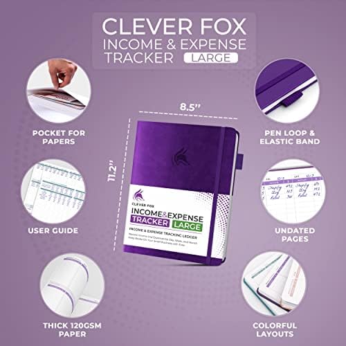 Clever Fox Income & Expense Tracker, Business Ledger 5.8x8.3 Purple - Image 2