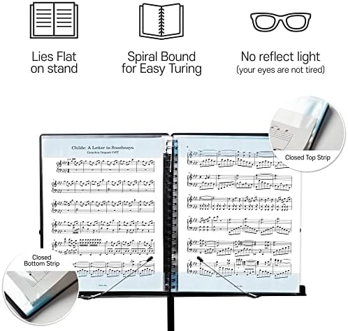 Sheet Music Folder (3 Pack, Black) – 40 Sleeves Display 80 Pages Spiral Binder Organizer for Music Stand – Fits Letter Size 8.5 x 11 Inch – Direct Page Writing with Detachable Name Tag - Image 4