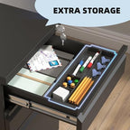 Guizeeopo Filing Cabinets for Home Office, Mobile File Cabinet with Lock, 3 Drawer Filing Cabinet for A4/Letter/Legal Size Folder, Fully Assembled Except Casters, Matte Black - Image 6