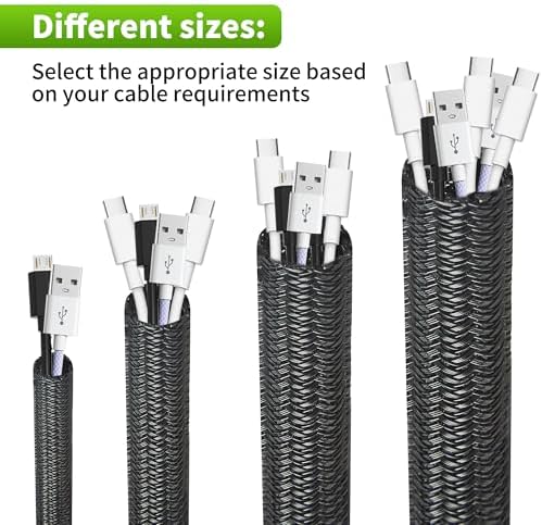 Split Wire Loom 1 Inch 50ft, Braided Cable Sleeve for Cable Management, Cord Protector for Pets, TV, Desk & Automotive, Black - Image 5